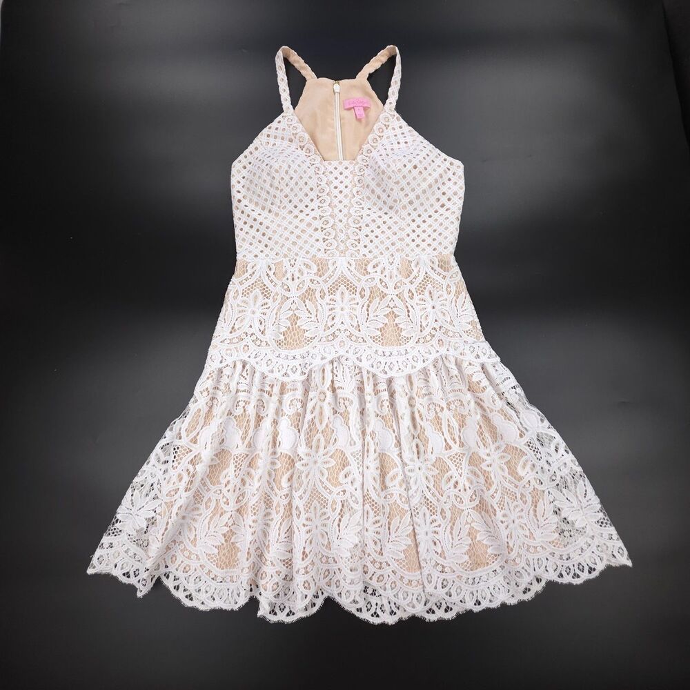 LILLY PULITZER Adella Engineered Exotic Lace Mini Dress Resort White Coquette 4